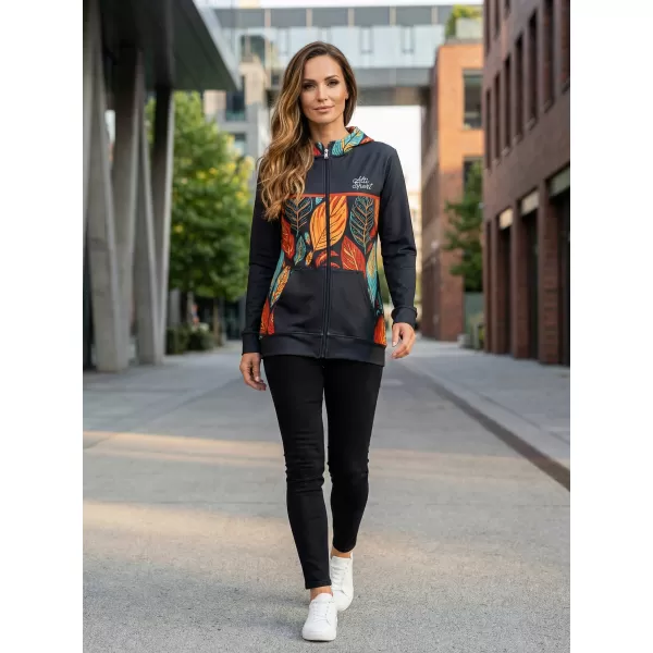  Dámska prémiová mikina na zips ALTISPORT VOJ/ALW061MI02 ORANŽOVÁ/MODRÁ 