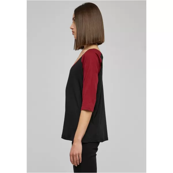  Dámska t -shirt URBAN CLASSICS TB733 Čierna/burgundsko 