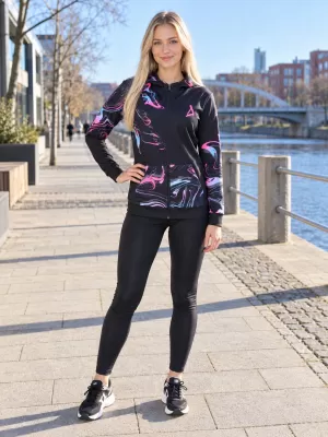 Dámska prémiová mikina na zips ALTISPORT VOJ/ALW064MI02 ČIERNA RUŽOVÁ