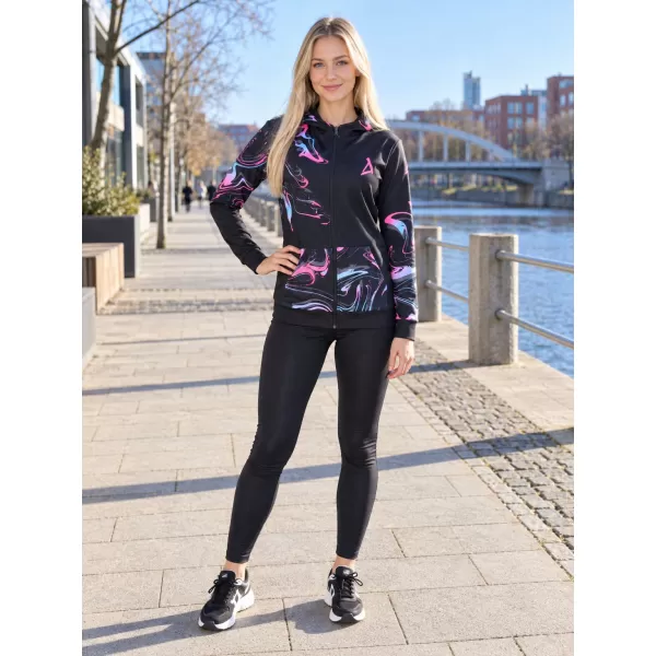  Dámska prémiová mikina na zips ALTISPORT VOJ/ALW064MI02 ČIERNA RUŽOVÁ 