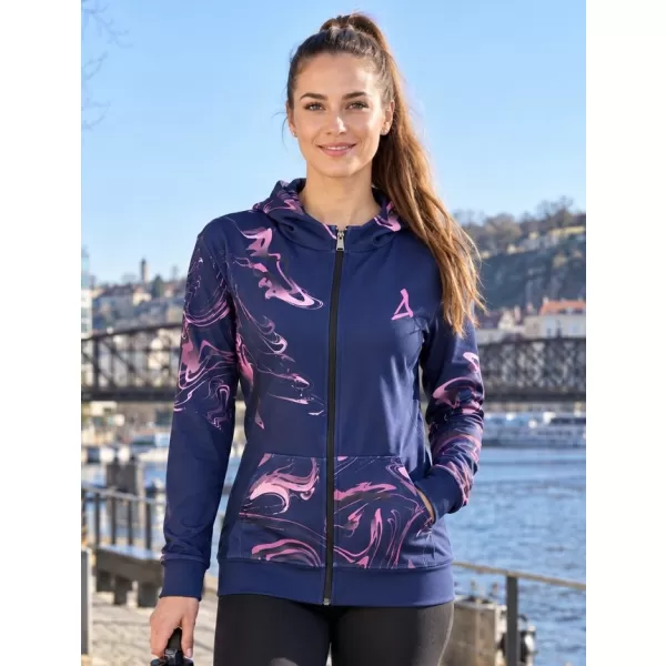  Dámska prémiová mikina na zips ALTISPORT VOJ/ALW064MI02 MODRÁ RUŽOVÁ 