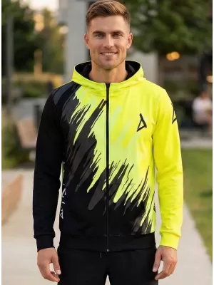 Pánska prémiová mikina na zips ALTISPORT VOJ/ALM006MI02 ČIERNA A ŽLTÁ