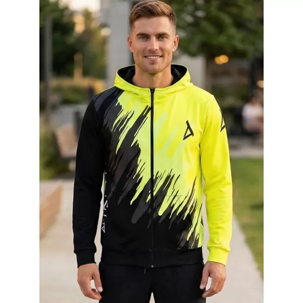  Pánska prémiová mikina na zips ALTISPORT VOJ/ALM006MI02 ČIERNA A ŽLTÁ 