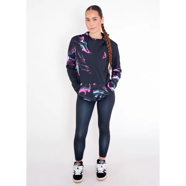  Dámska prémiová mikina na zips ALTISPORT VOJ/ALW064MI02 ČIERNA RUŽOVÁ 