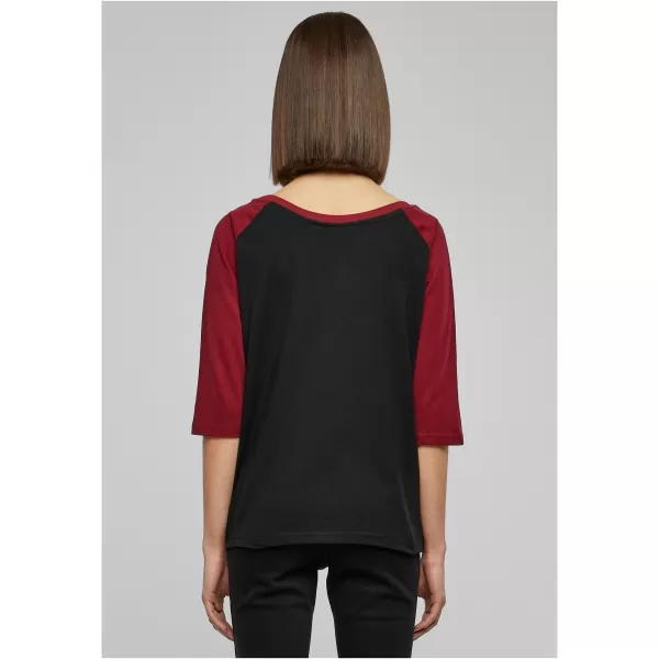  Dámska t -shirt URBAN CLASSICS TB733 Čierna/burgundsko 