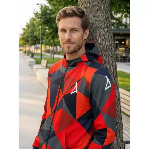  Pánska prémiová mikina na zips ALTISPORT VOJ/ALM007MI02 ČERVENÁ 