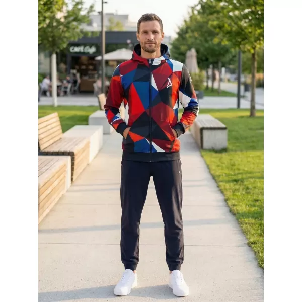  Pánska prémiová mikina na zips ALTISPORT VOJ/ALM007MI02 NÁMORNÍCKA MODRÁ/ČERVENÁ 