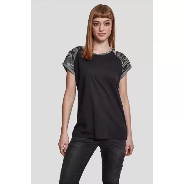  Dámska t -shirt URBAN CLASSICS TB1913 Black/Dark Camo 