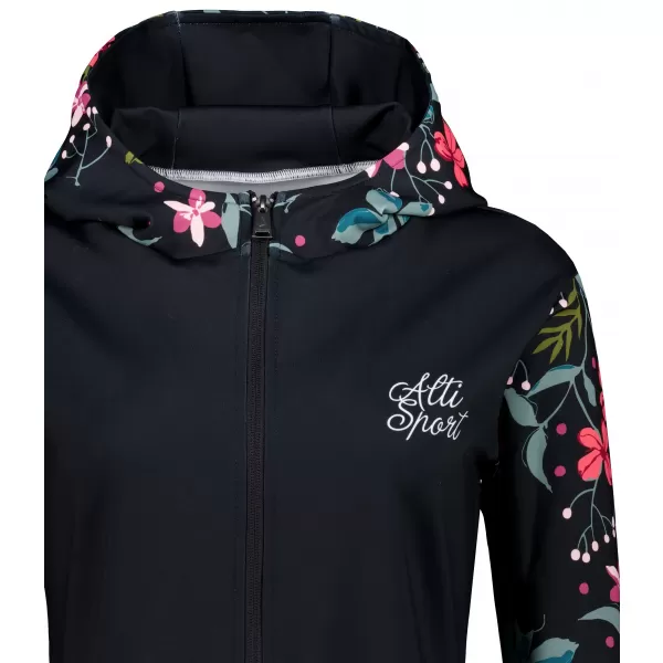  Dámska prémiová mikina na zips ALTISPORT VOJ/ALW063MI02 ČIERNA A ZELENÁ 