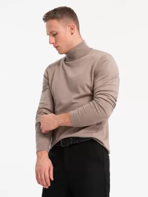Pánsky sveter OMBRE om-swtn-0127 tmavá béža