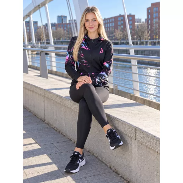  Dámska prémiová mikina na zips ALTISPORT VOJ/ALW064MI02 ČIERNA RUŽOVÁ 