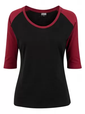 Dámska t -shirt URBAN CLASSICS TB733 Čierna/burgundsko