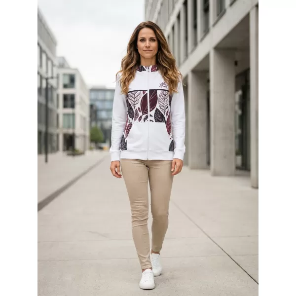  Dámska prémiová mikina na zips ALTISPORT VOJ/ALW061MI02 BIELA/BORDOVÁ 
