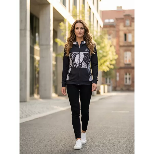  Dámska prémiová mikina na zips ALTISPORT VOJ/ALW061MI02 ČIERNOBIELY 