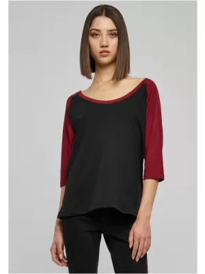 Dámska t -shirt URBAN CLASSICS TB733 Čierna/burgundsko
