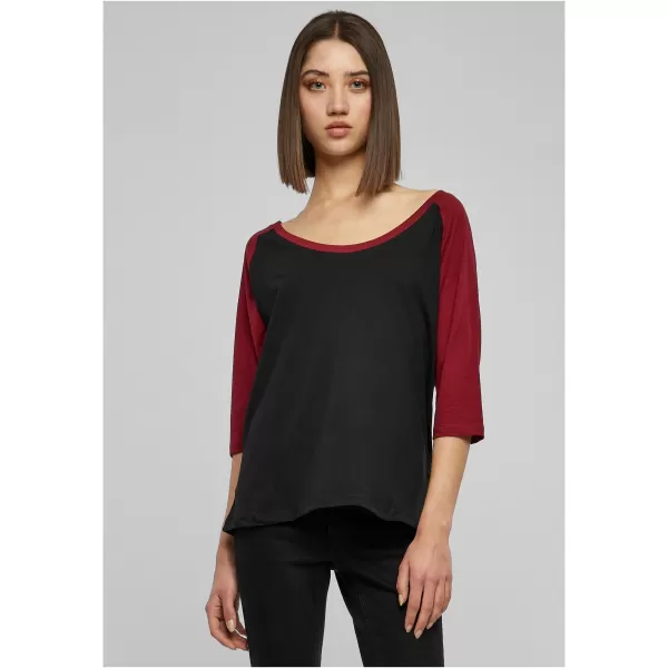 Dámska t -shirt URBAN CLASSICS TB733 Čierna/burgundsko 