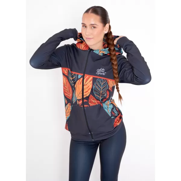  Dámska prémiová mikina na zips ALTISPORT VOJ/ALW061MI02 ORANŽOVÁ/MODRÁ 