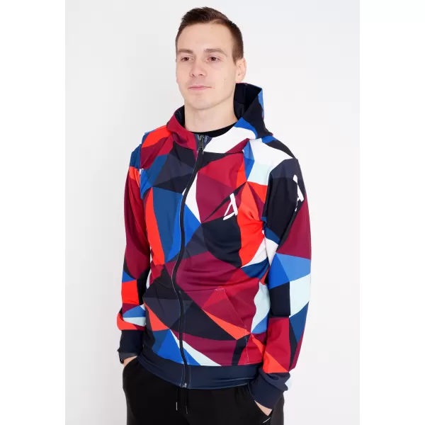  Pánska prémiová mikina na zips ALTISPORT VOJ/ALM007MI02 NÁMORNÍCKA MODRÁ/ČERVENÁ 