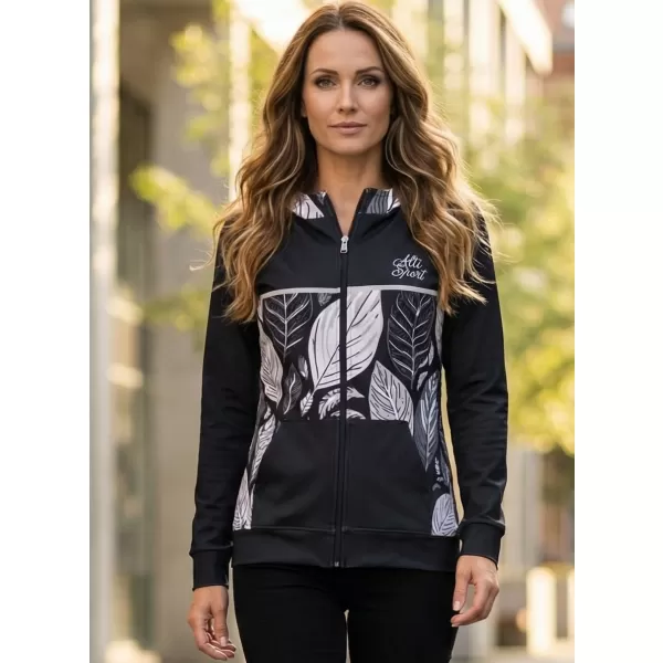  Dámska prémiová mikina na zips ALTISPORT VOJ/ALW061MI02 ČIERNOBIELY 