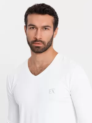 Pánske tričko OMBRE OM-LSCL-0105 BIELA