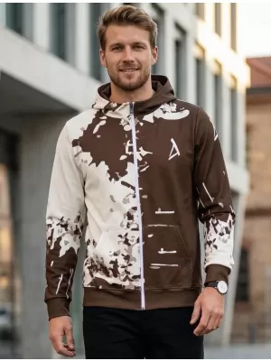 Pánska prémiová mikina na zips ALTISPORT VOJ/ALM057MI02 HNEDÁ