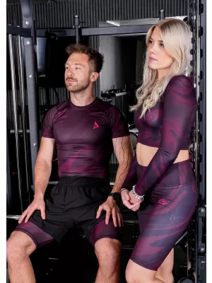 Pánske športové legíny nad kolená premium ALTISPORT VOJ/ALM072LEG02 VÍNOVO ČERVENÉ