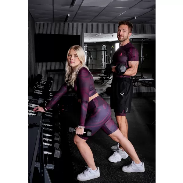  Pánske športové legíny nad kolená premium ALTISPORT VOJ/ALM072LEG02 VÍNOVO ČERVENÉ 