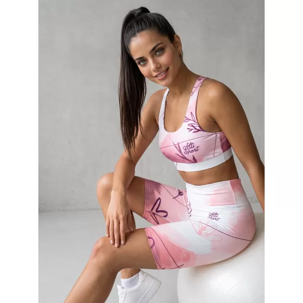  Dámske legíny nad kolená premium ALTISPORT VOJ/ALW083LEG02 BIELA RUŽOVÁ 