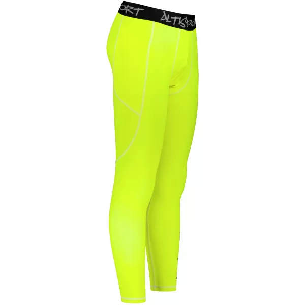 Dlhé pánske prémiové športové legíny ALTISPORT VOJ/ALM000LEG01 FLUO-ŽLTÁ 