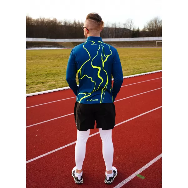  Pánska športová mikina premium plus ALTISPORT VOJ/ALM073MI04 NÁMORNÍCKA-FLUO ŽLTÁ 