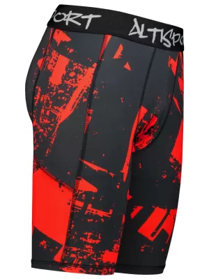 Pánske športové legíny nad kolená premium ALTISPORT VOJ/ALM079LEG02 ČIERNA A ČERVENÁ