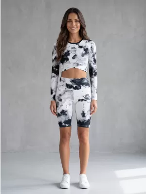 Dámske legíny nad kolená premium ALTISPORT VOJ/ALW066LEG02 ČIERNOBIELY