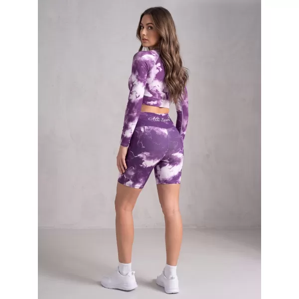  Dámske legíny nad kolená premium ALTISPORT VOJ/ALW066LEG02 BIELA FIALOVÁ 