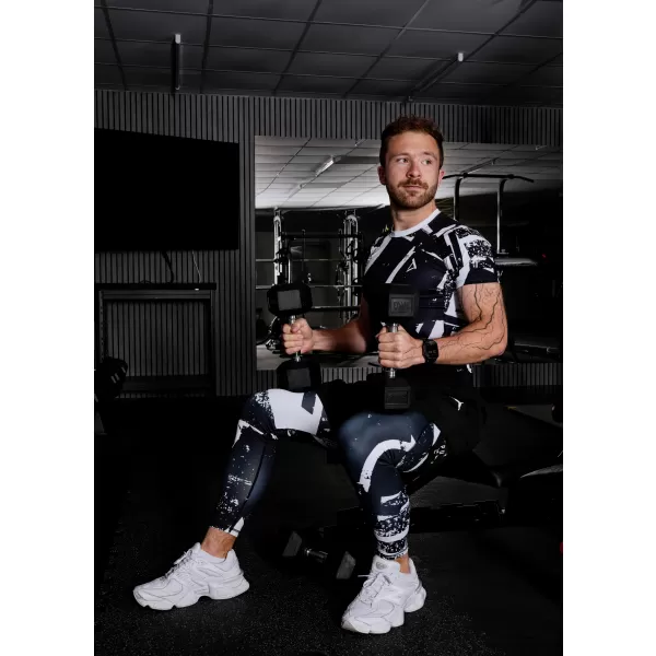 Dlhé pánske prémiové športové legíny ALTISPORT VOJ/ALM079LEG01 ČIERNOBIELY 