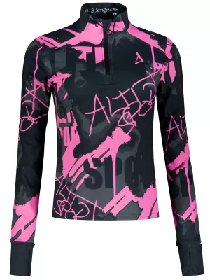 Dámska športová mikina premium plus ALTISPORT VOJ/ALW076MI04 ČIERNA/FLUO RUŽOVÁ