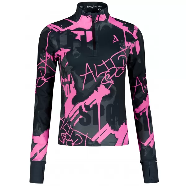  Dámska športová mikina premium plus ALTISPORT VOJ/ALW076MI04 ČIERNA/FLUO RUŽOVÁ 