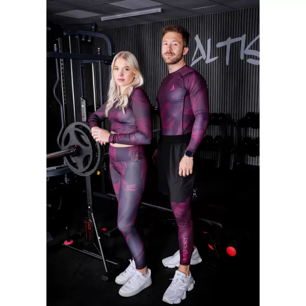  Dlhé pánske prémiové športové legíny ALTISPORT VOJ/ALM072LEG01 VÍNOVO ČERVENÉ 