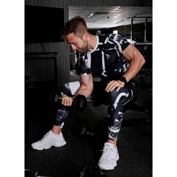  Dlhé pánske prémiové športové legíny ALTISPORT VOJ/ALM079LEG01 ČIERNOBIELY 