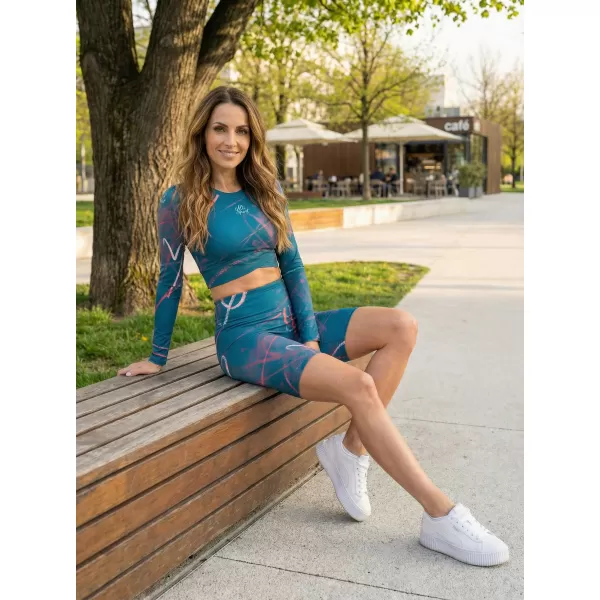  Dámske legíny nad kolená premium ALTISPORT VOJ/ALW082LEG02 PETROLEJ 