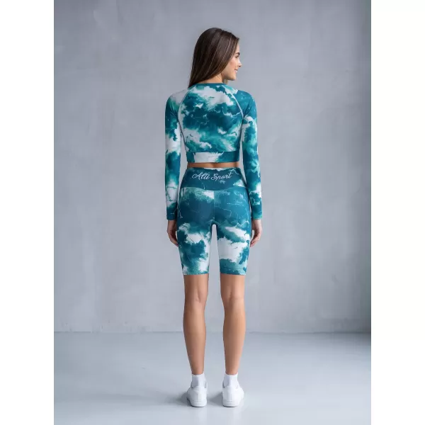  Dámske legíny nad kolená premium ALTISPORT VOJ/ALW066LEG02 ZELENOMODRÁ 