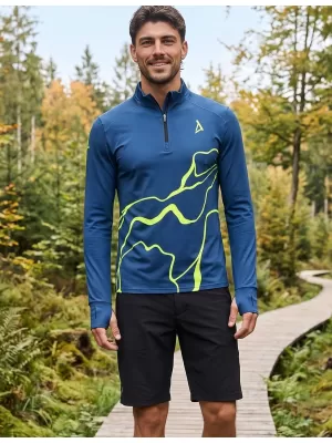 Pánska športová mikina premium plus ALTISPORT VOJ/ALM073MI04 NÁMORNÍCKA-FLUO ŽLTÁ