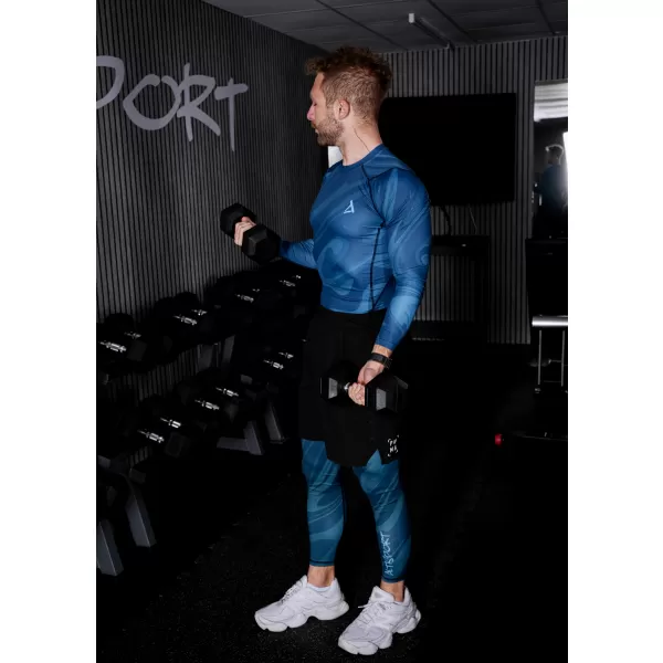  Dlhé pánske prémiové športové legíny ALTISPORT VOJ/ALM072LEG01 PETROLEJ 