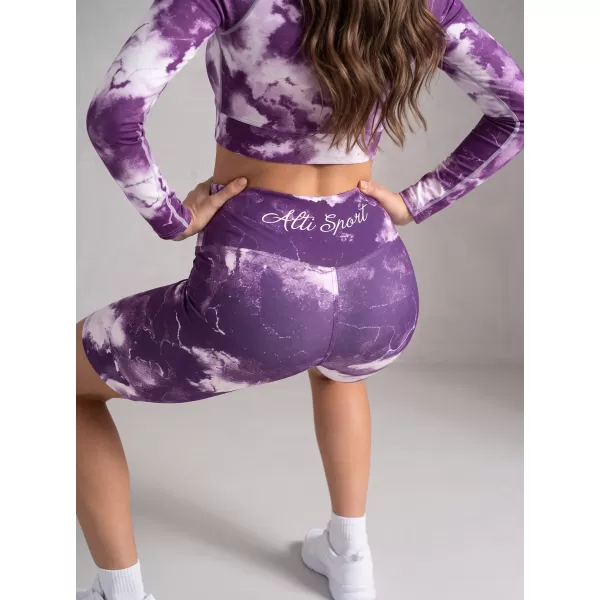  Dámske legíny nad kolená premium ALTISPORT VOJ/ALW066LEG02 BIELA FIALOVÁ 