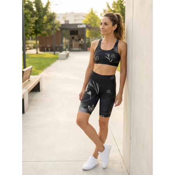  Dámske legíny nad kolená premium ALTISPORT VOJ/ALW083LEG02 ČIERNOBIELY 