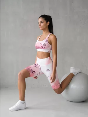 Dámske legíny nad kolená premium ALTISPORT VOJ/ALW083LEG02 BIELA RUŽOVÁ