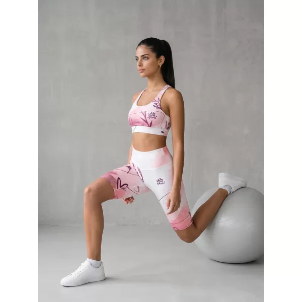  Dámske legíny nad kolená premium ALTISPORT VOJ/ALW083LEG02 BIELA RUŽOVÁ 
