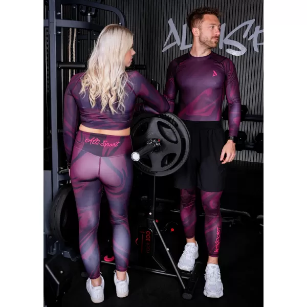  Dlhé pánske prémiové športové legíny ALTISPORT VOJ/ALM072LEG01 VÍNOVO ČERVENÉ 