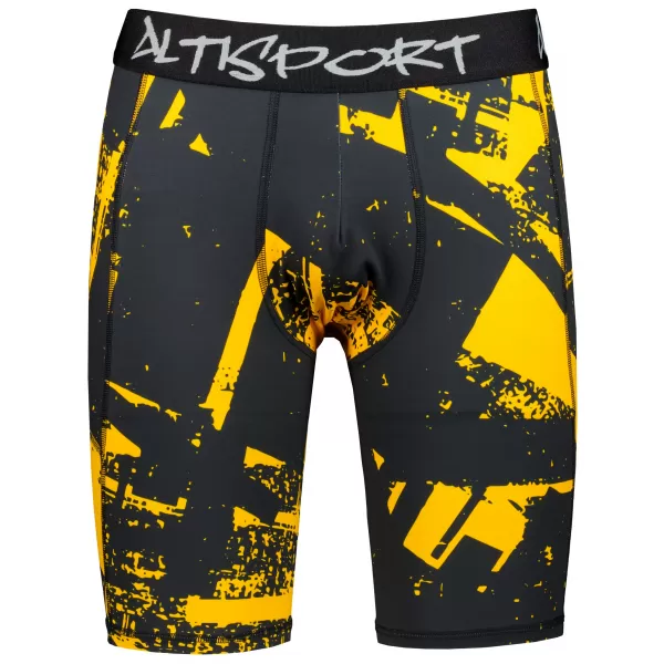  Pánske športové legíny nad kolená premium ALTISPORT VOJ/ALM079LEG02 ČIERNA A ŽLTÁ 