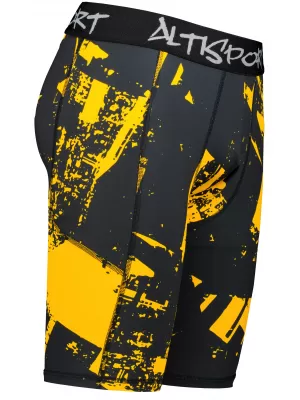Pánske športové legíny nad kolená premium ALTISPORT VOJ/ALM079LEG02 ČIERNA A ŽLTÁ