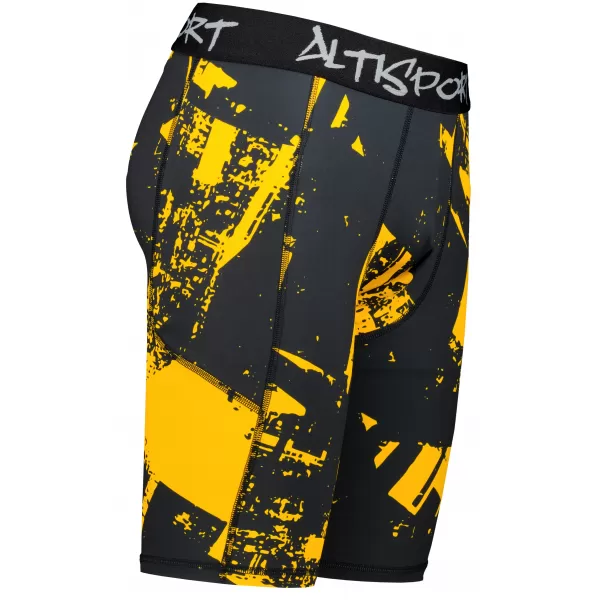  Pánske športové legíny nad kolená premium ALTISPORT VOJ/ALM079LEG02 ČIERNA A ŽLTÁ 